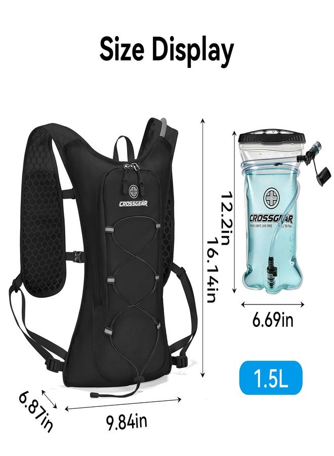CROSS+GEAR Lightweight Hydration Backpack with 1.5L Water Bladder, CROSSGEAR Running Hydration Vest, Hiking Backpack for Men Women, Running Water Daypack for Cycling Hiking Marathon, Black - Image 4