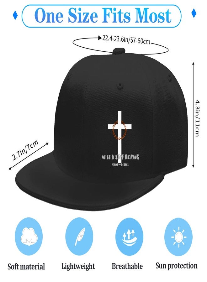 FACITE Christian Hats for Men Jesus Cross Hat Snapback Hats for Men Flat Bill Hat Flat Brim Black Fitted Baseball Cap for Mens Women Cool Hip Hop Workout Trucker Caps Mens Snap Back Casual Cap Christ Gift - Image 3