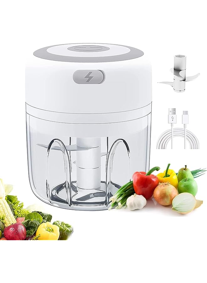 IAF Electric Mini Garlic Chopper, USB Wireless Portable Small Food Processor,250ML Multi-function Wireless Grinder for Vegetables,Dicing, Mincing & Puree Chopper Manual Food-Processor - Image 1