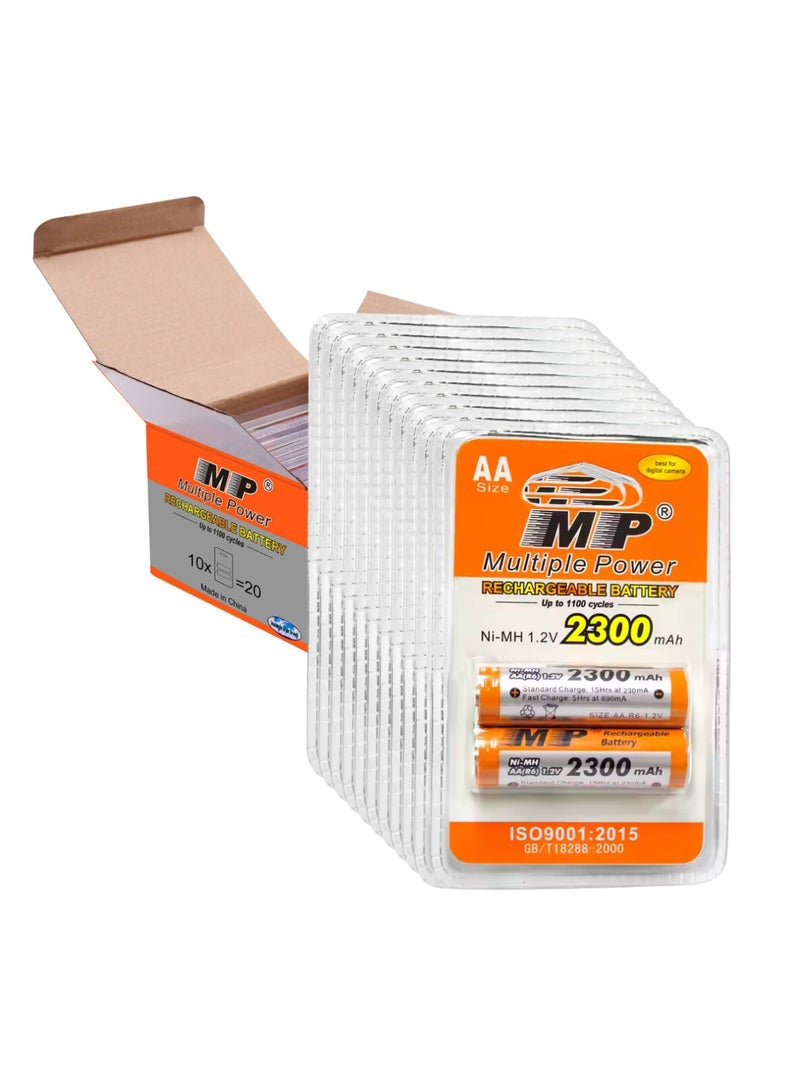 MP AA Rechargeable Batteries 2300mAh – 1.2V Ni-MH, Long-Lasting Power, Eco-Friendly – Pack of 20 for Cameras, Flashlights, Remotes & More  - Image 1