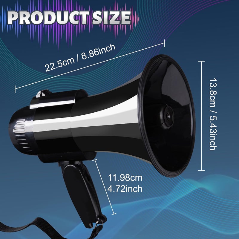Loudmore 30 Watt Power Portable Megaphone Bullhorn Speaker Voice, Siren/Alarm and 240S Recording with Volume Control and Strap (Black) - Image 2