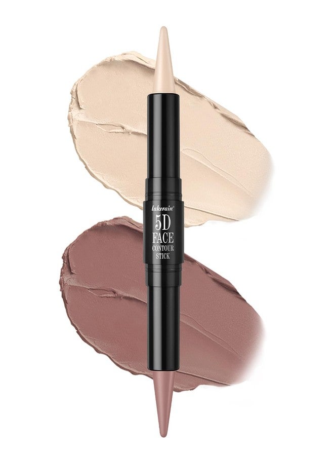 teerova Cream Contour Stick, Double-Ended Sharp Tip Highlighter & Bronzer Contour Stick for Sculpt Cheeks, Non-sticky Blendable Waterproof Long Wearing Face Contouring Pen (#02 Ivory White & Cocoa, 1 PC) - Image 1