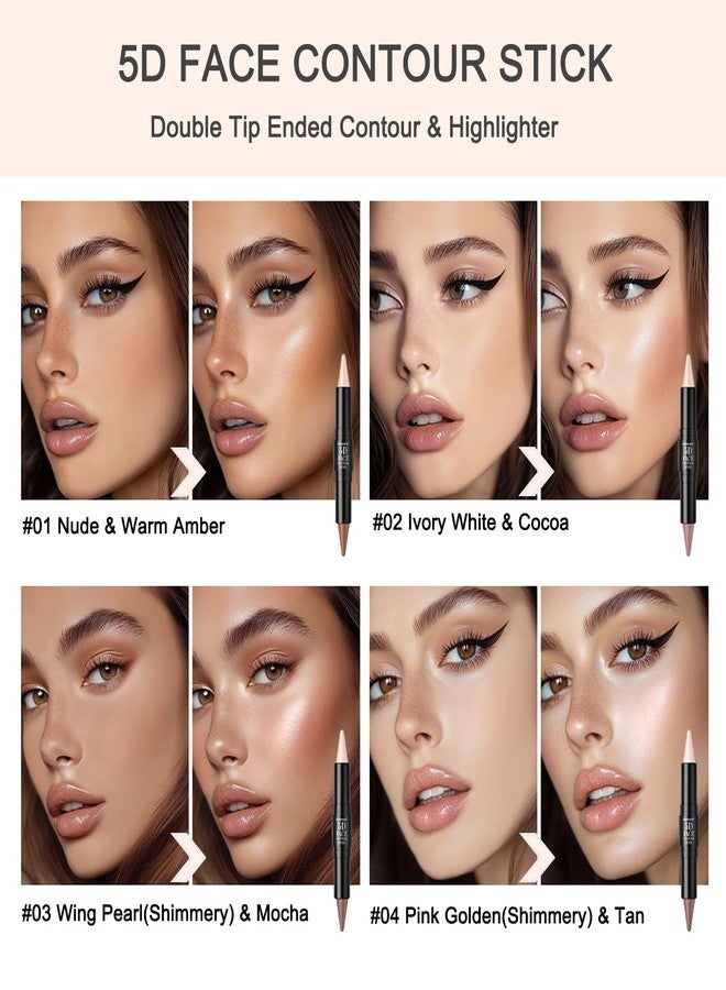 teerova Cream Contour Stick, Double-Ended Sharp Tip Highlighter & Bronzer Contour Stick for Sculpt Cheeks, Non-sticky Blendable Waterproof Long Wearing Face Contouring Pen (#02 Ivory White & Cocoa, 1 PC) - Image 3