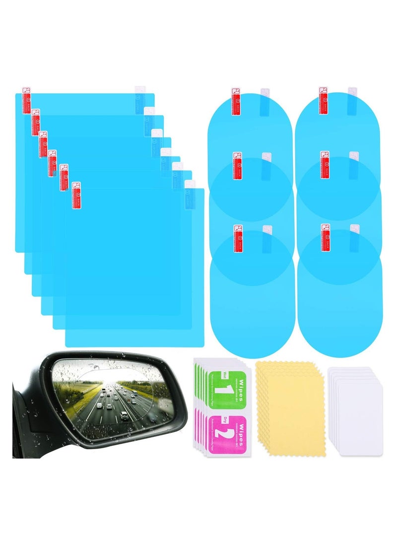 RATSAW 12 Pieces of Car Rearview Mirror Film Anti Fog Anti Glare Anti Scratch Anti Mis Rainproof Waterproof HD Nano Clear Protective Sticker Film for Car Mirrors Side Windows Safe Driving  - Image 1