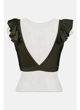 Missguided Women Plain Bikini Top, Dark Green  - Image 2