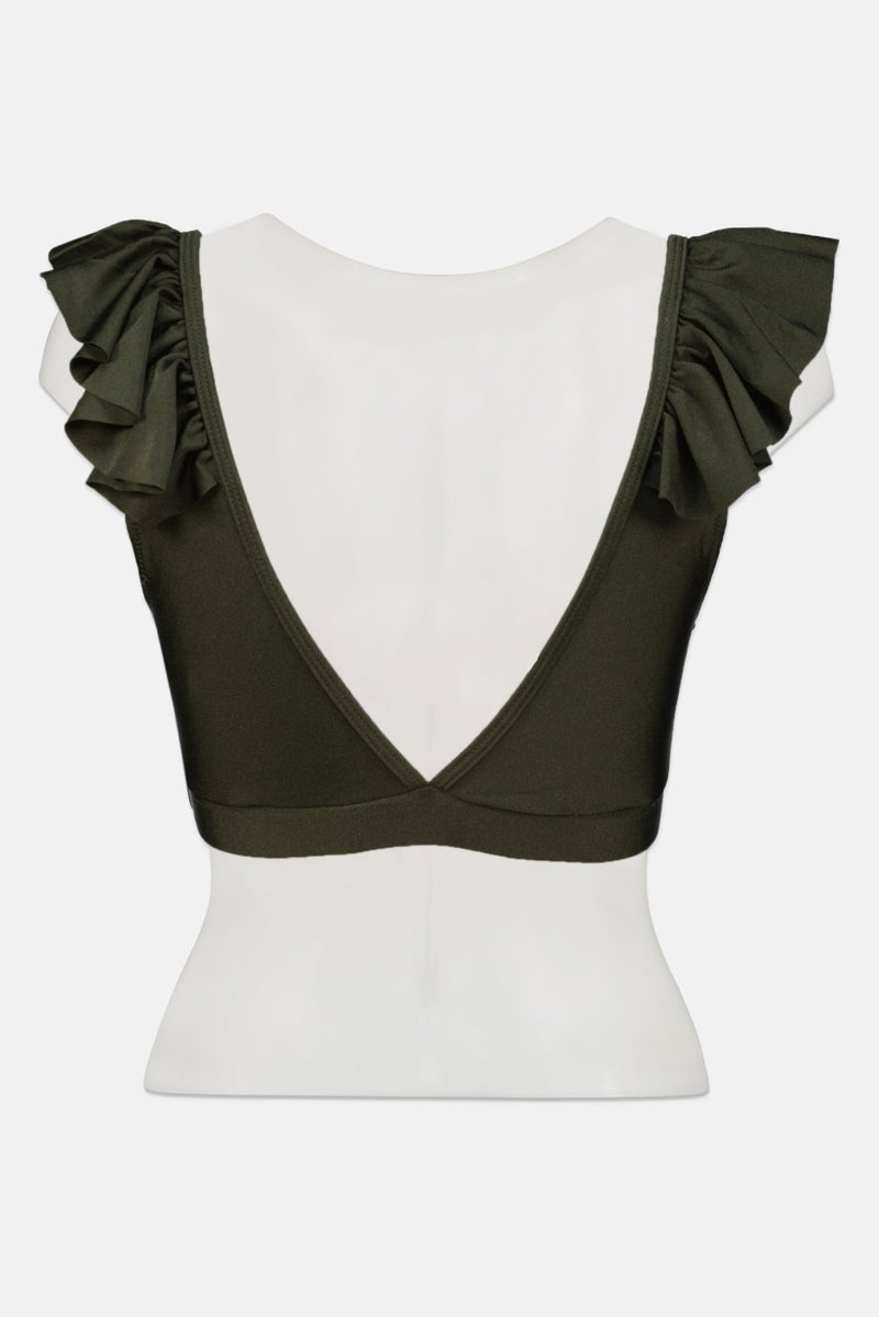 Missguided Women Plain Bikini Top, Dark Green  - Image 2