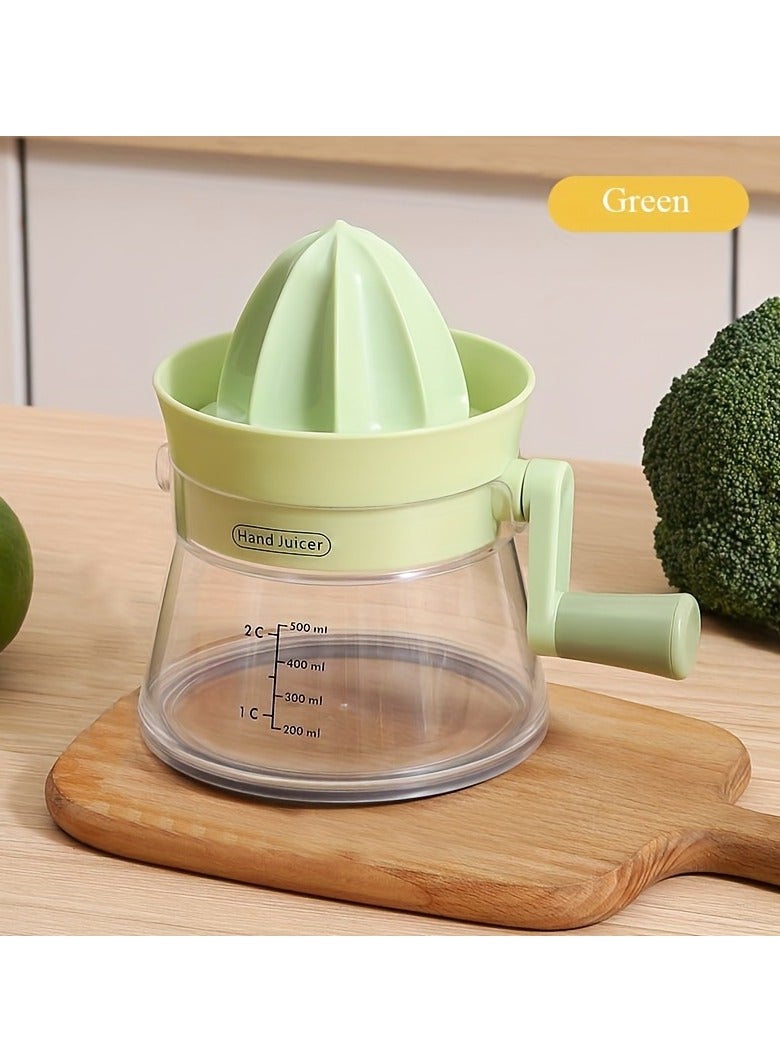 Hihonor Hand Crank Citrus Juicer, Portable Juicer, Durable and Easy to Clean, Makes Fresh Lemon Orange Juice, Ideal for Restaurant Use, 500 ml, Green  - Image 1