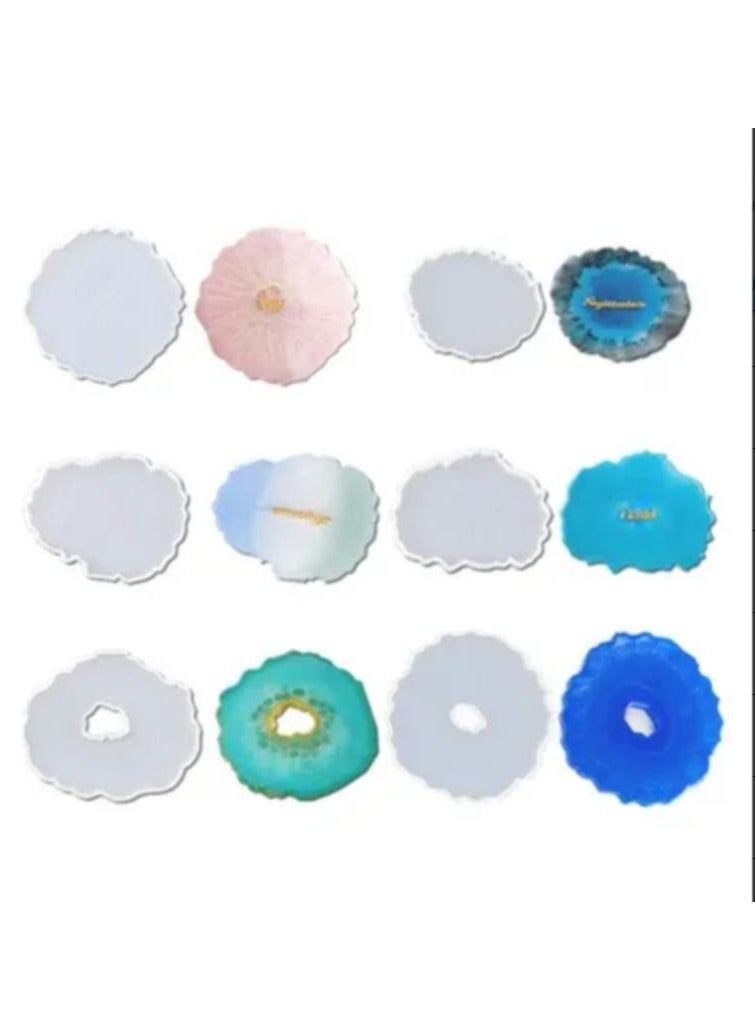 LOULUEN حصيرة أكواب من الراتنج بتصميم موجي مكونة من 6 قطع