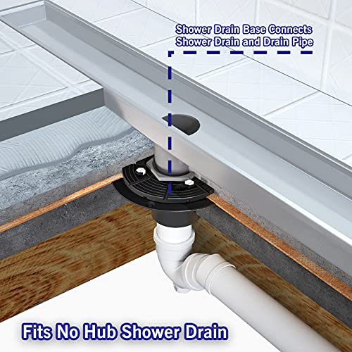 Bernkot 2 Inch Shower Drain Base Kit - PVC Sub Drain with Base Flange, Adaptor, Coupler and Gasket for Square/Linear Shower Installation - Image 2