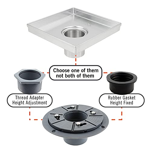Bernkot 2 Inch Shower Drain Base Kit - PVC Sub Drain with Base Flange, Adaptor, Coupler and Gasket for Square/Linear Shower Installation - Image 3
