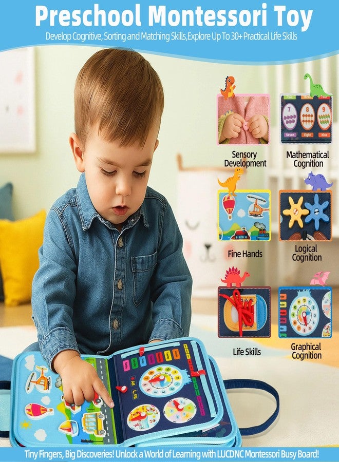 lucdnc Toddler Busy Board Montessori Toys for 3 Year Old Birthday Gifts for Kids 10 Pages in 1 Soft Felt Activity Book Develop Fine Skills Educational Learning Sensory Travel Toys for Airplane Car - Image 3