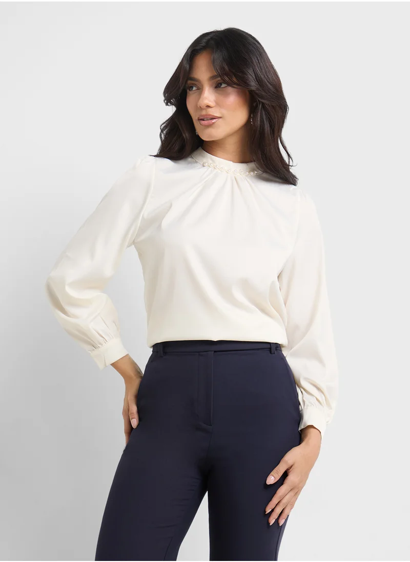 ELLA Top With Embellished Neckline