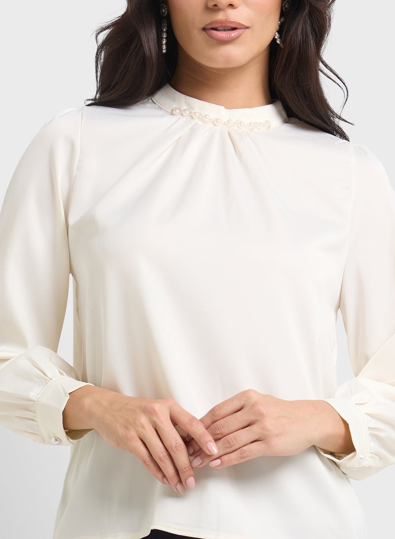 ELLA Top With Embellished Neckline  - Image 3