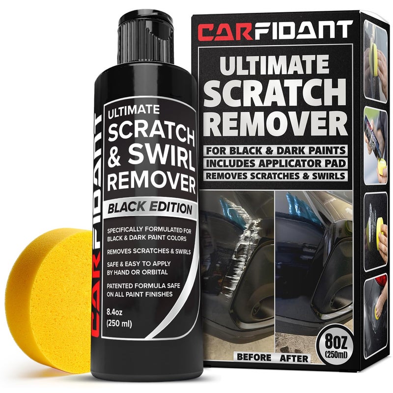 Carfidant Black Scratch and Swirl Remover - Car Paint Scratch Repair & Polishing Compound Kit with Buffer Pad - Restores Gloss & Removes Swirls, Oxidation & Light Scratches - 8.4 fl oz - Image 1