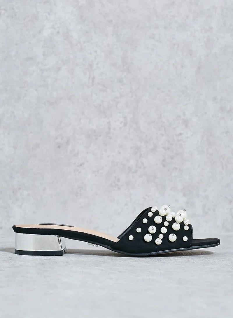 LOST INK Pearl Embellished Sandals