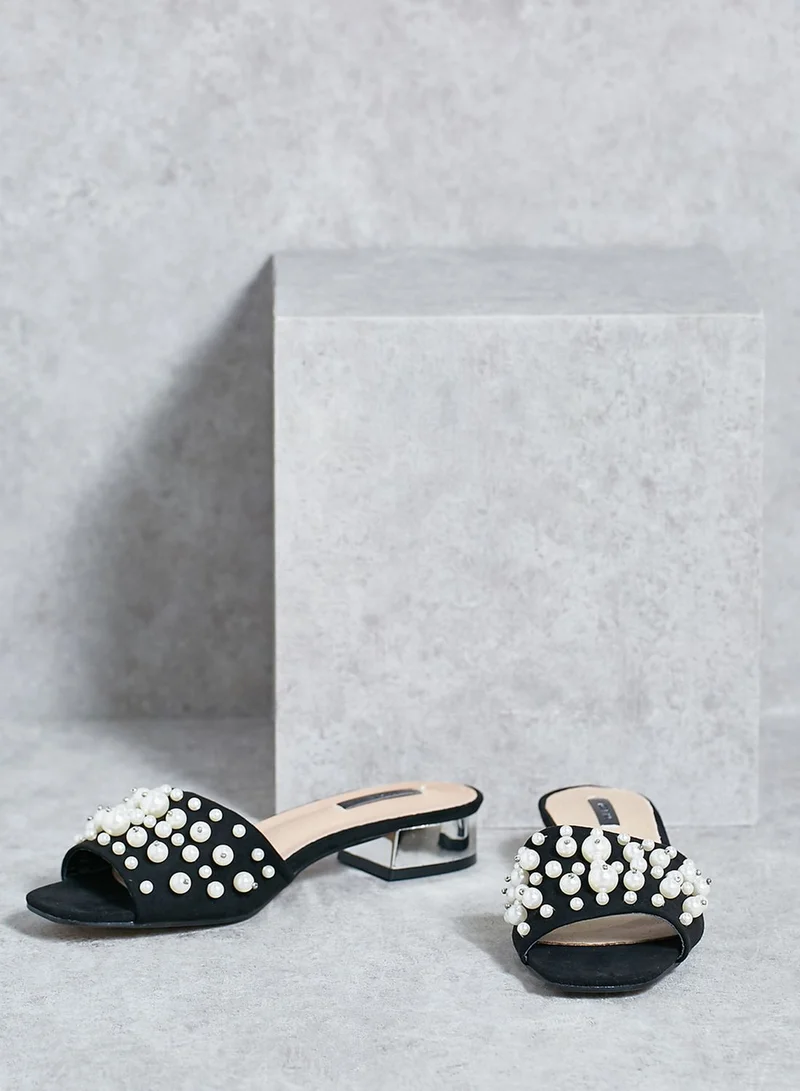 LOST INK Pearl Embellished Sandals