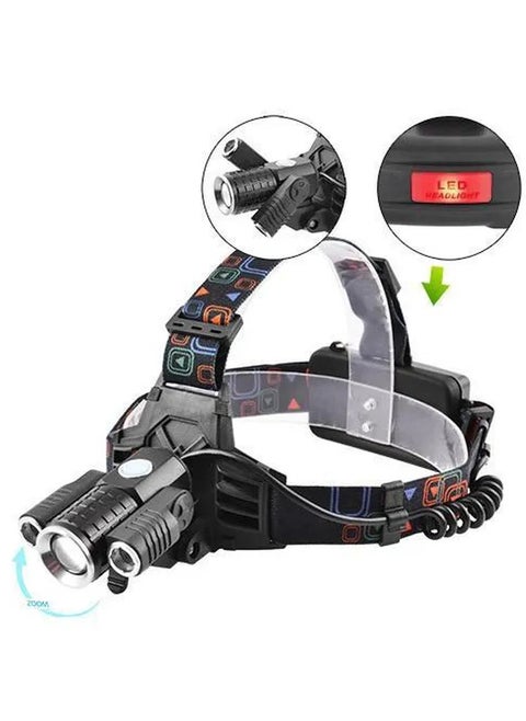 W602 Powerful Headlamp with LED T6+XPE x 2pcs 18650 Battery and Zoom in and out
