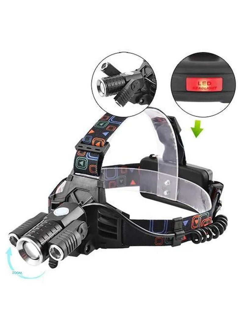 W602 Powerful Headlamp with LED T6+XPE x 2pcs 18650 Battery and Zoom in and out