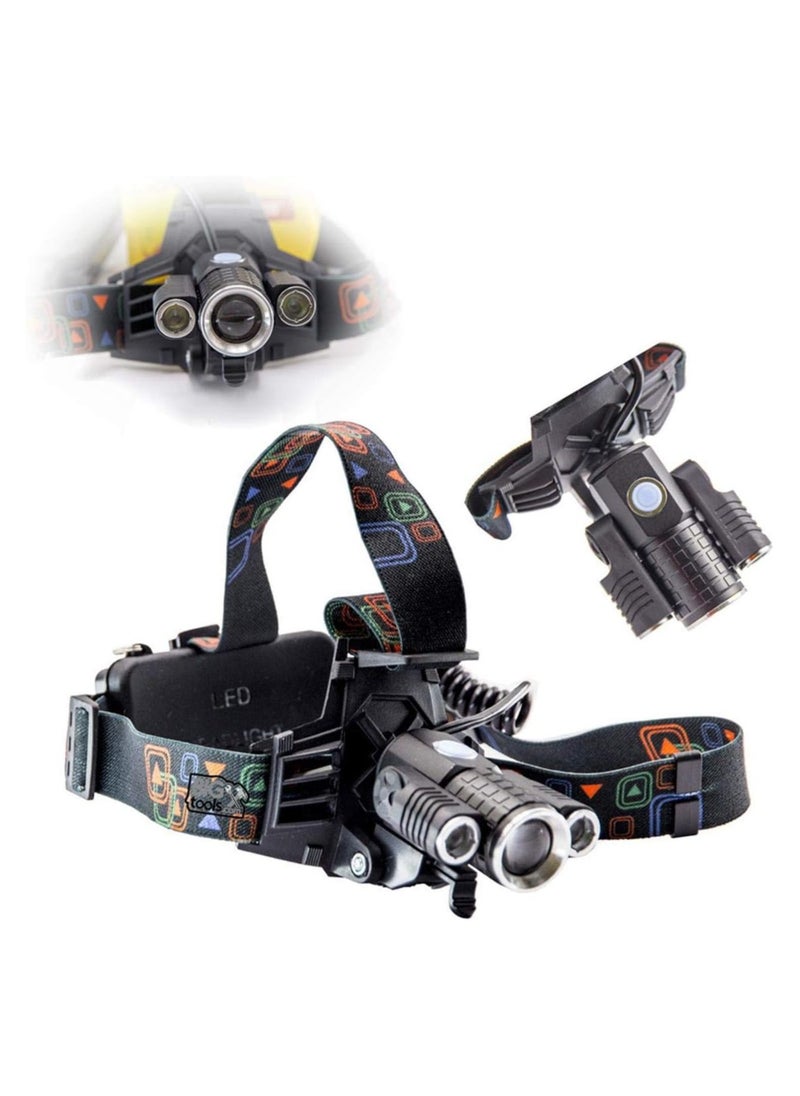 W602 Powerful Headlamp with LED T6+XPE x 2pcs 18650 Battery and Zoom in and out