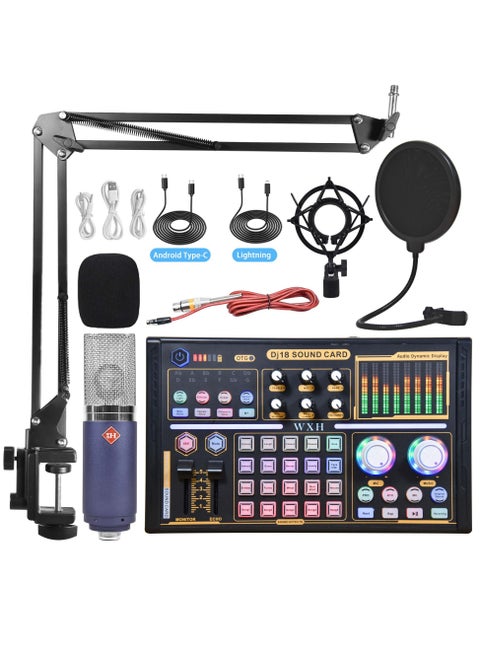 Sound Card Set Microphone Podcast Set Suitable for Streaming/Podcasting/Game/Recording/YouTube/PC