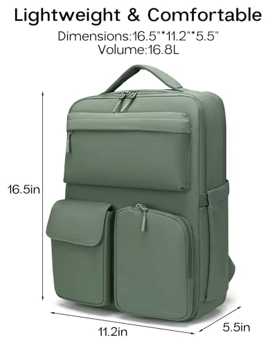 FODOKO Backpack for Work, Casual Backpack for Women Men Daypack Backpack for Travel College Bookbag Separate Compartment for 15.6 Inch Notebook JasperGreen - Image 2