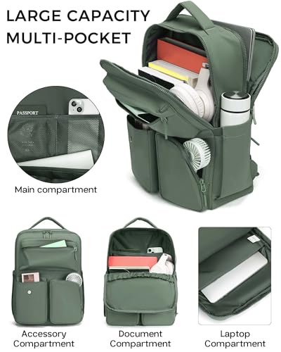 FODOKO Backpack for Work, Casual Backpack for Women Men Daypack Backpack for Travel College Bookbag Separate Compartment for 15.6 Inch Notebook JasperGreen - Image 3
