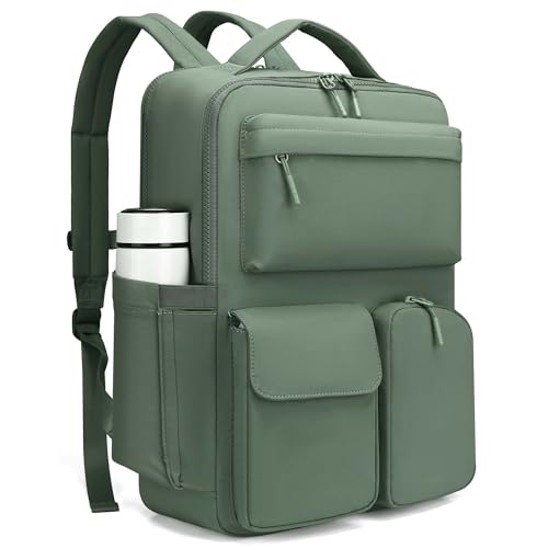 FODOKO Backpack for Work, Casual Backpack for Women Men Daypack Backpack for Travel College Bookbag Separate Compartment for 15.6 Inch Notebook JasperGreen - Image 1