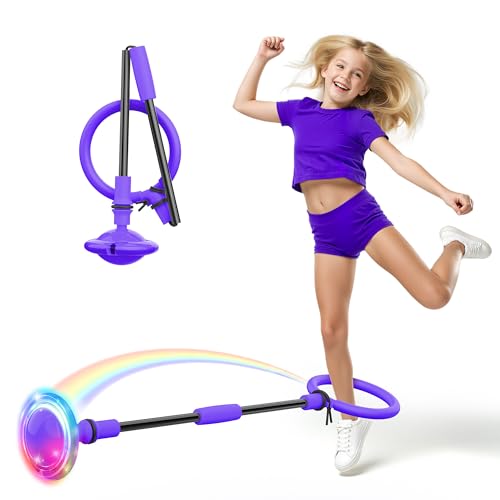 Aidabli Ankle Skip Ball for Kids Foldable Colorful Light Flash Wheel Skip Ball for Adults Indoor Outdoor Game Toys for Kids Gift for Girls Boys Ages 5 6 7 8 9 10 11 12 Years Old Purple - Image 1