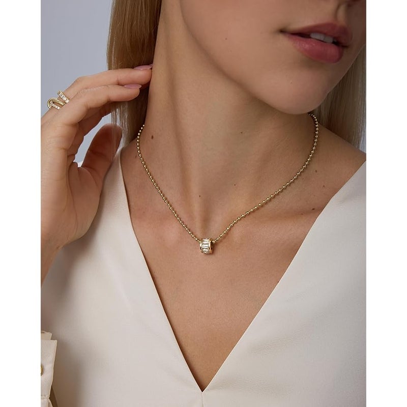 بافوا PAVOI Waterproof Pendant Necklace for Women - 14K Gold Plated Dainty Rondelle Pendant with Cubic Zirconia - Stainless Steel Cute Gold Necklace Chain Jewelry - Image 3