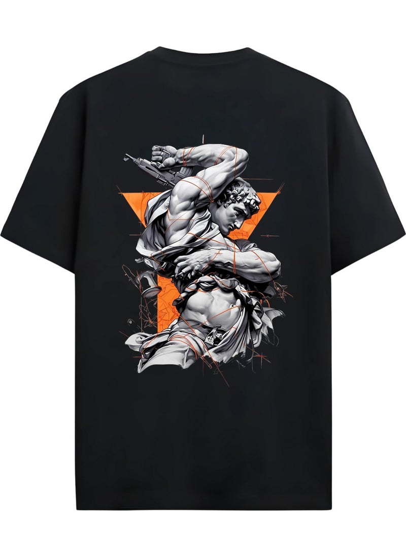 Alex Rosen Unisex Oversize Crew Neck Printed Short Sleeve Black T-Shirt  - Image 1