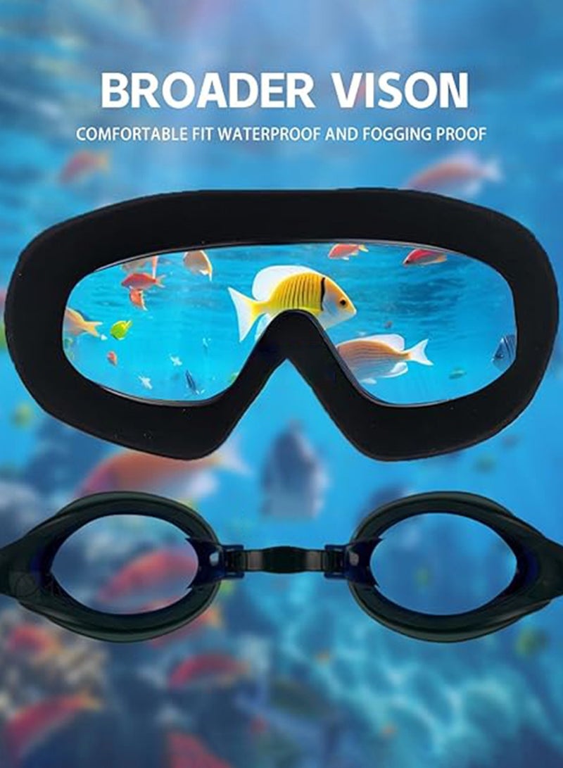 Generic Swimming Goggles for Adults & Teens – 3-Piece Set with Anti-Fog Swim Goggles (Built-in Earplugs), Nose Clip & Protective Case – Wide View, Leak-Proof 3D Fit, Adjustable Dual Strap, UV Protection, Soft Silicone Seal – Ideal for Pool, Open Water, Training & Racing - Image 4