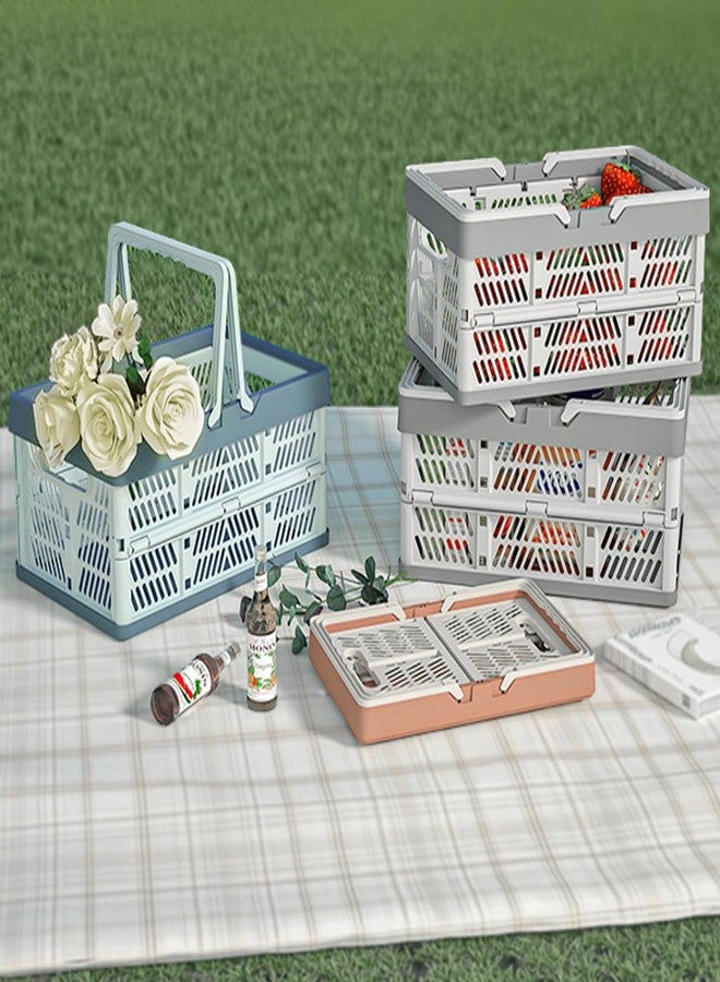 VIGAER Plastic Storage Crates, 20L Collapsible Crate Stacking Folding Storage Baskets for Desk or Office Organizers ( White&Gray M ) - Image 3