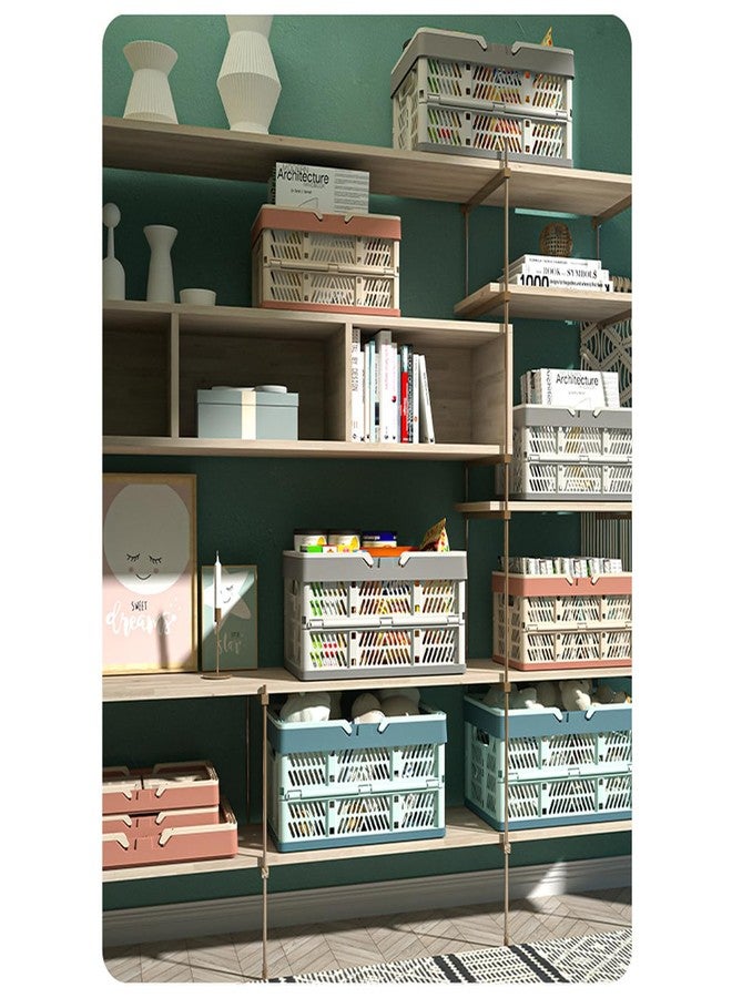 VIGAER Plastic Storage Crates, 20L Collapsible Crate Stacking Folding Storage Baskets for Desk or Office Organizers ( White&Gray M ) - Image 4