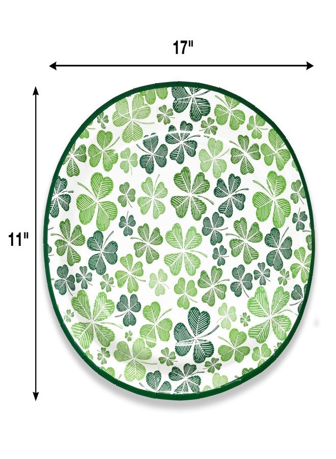 Gift Boutique 50 Count St Patrick's Day Oval Paper Plates Platter 10" x 12" Paper Disposable Saint Patrick Green Shamrock Serving Dish for Patty's Shamrocks Holiday Party Tableware Supplies Decor - Image 3