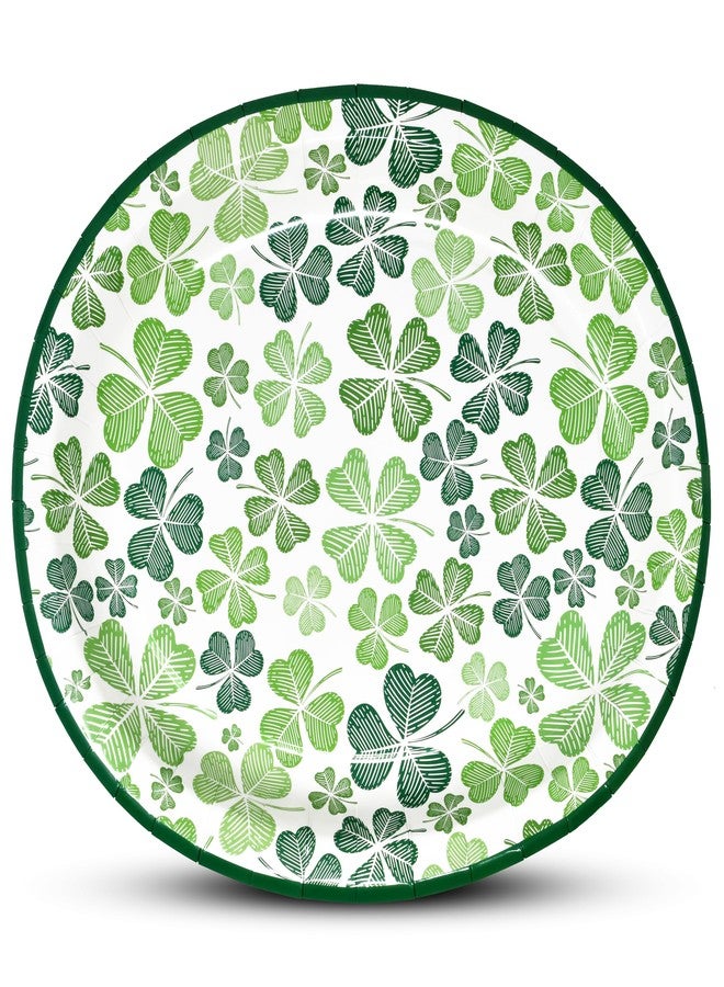 Gift Boutique 50 Count St Patrick's Day Oval Paper Plates Platter 10" x 12" Paper Disposable Saint Patrick Green Shamrock Serving Dish for Patty's Shamrocks Holiday Party Tableware Supplies Decor - Image 1