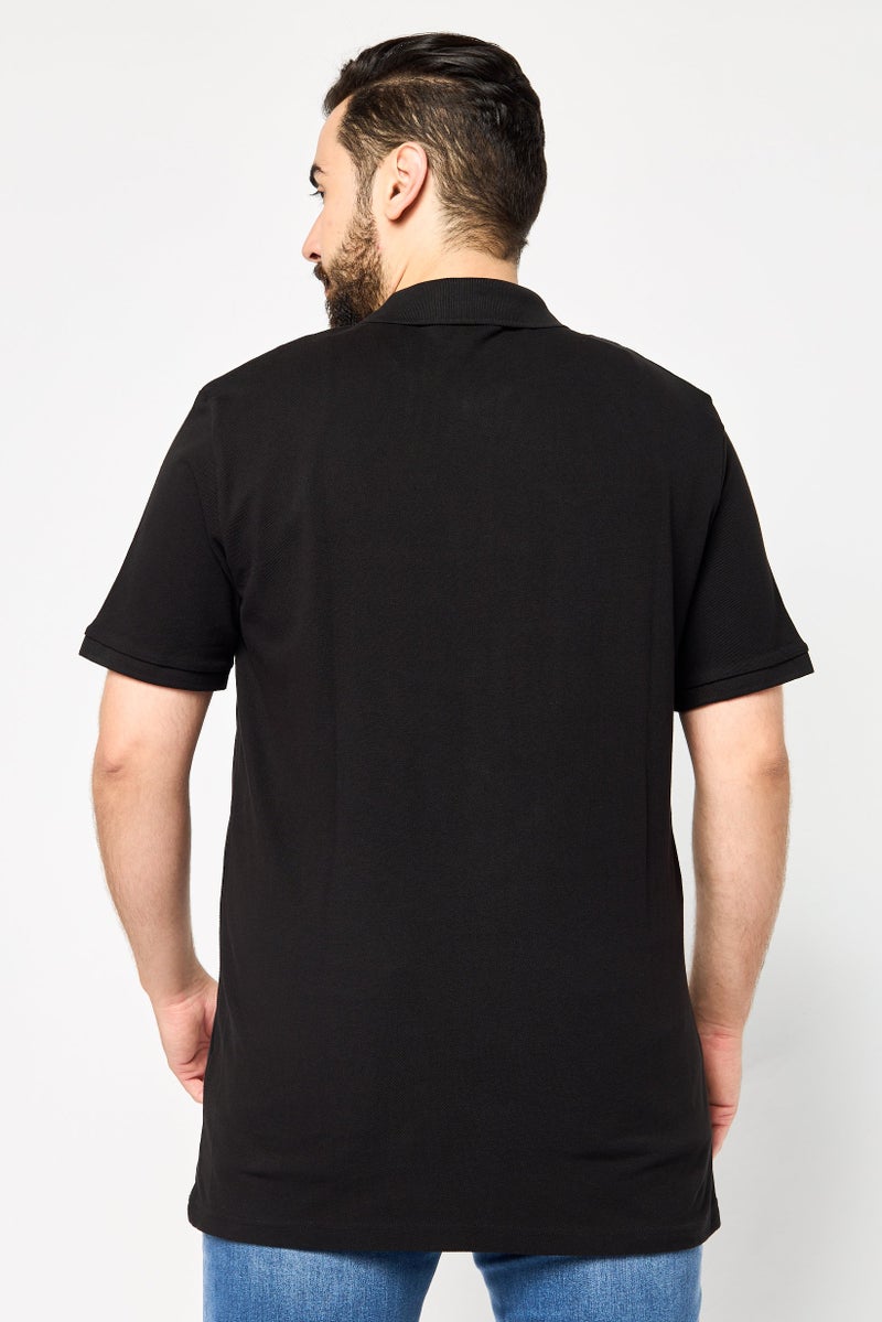 JOHN RICHMOND Men Regular Fit Short Sleeve Brand Logo Polo Shirt,  Black - Image 2