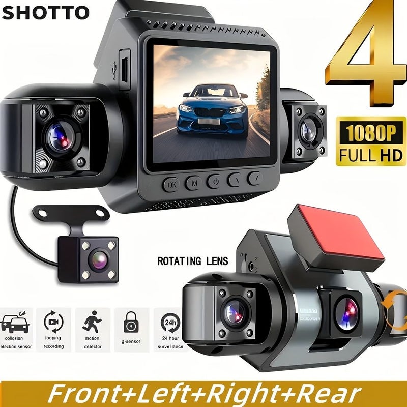 SHOTTO 360 1080P بانورامي 4 كاميرات لتسجيل المركبات مع رؤية ليلية - Image 5