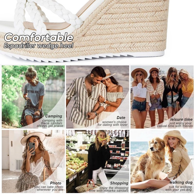 mikarka Espadrille Wedge Sandals for Women Braided Knot Ankle Strap Open Toe Platform Sandals - Image 5