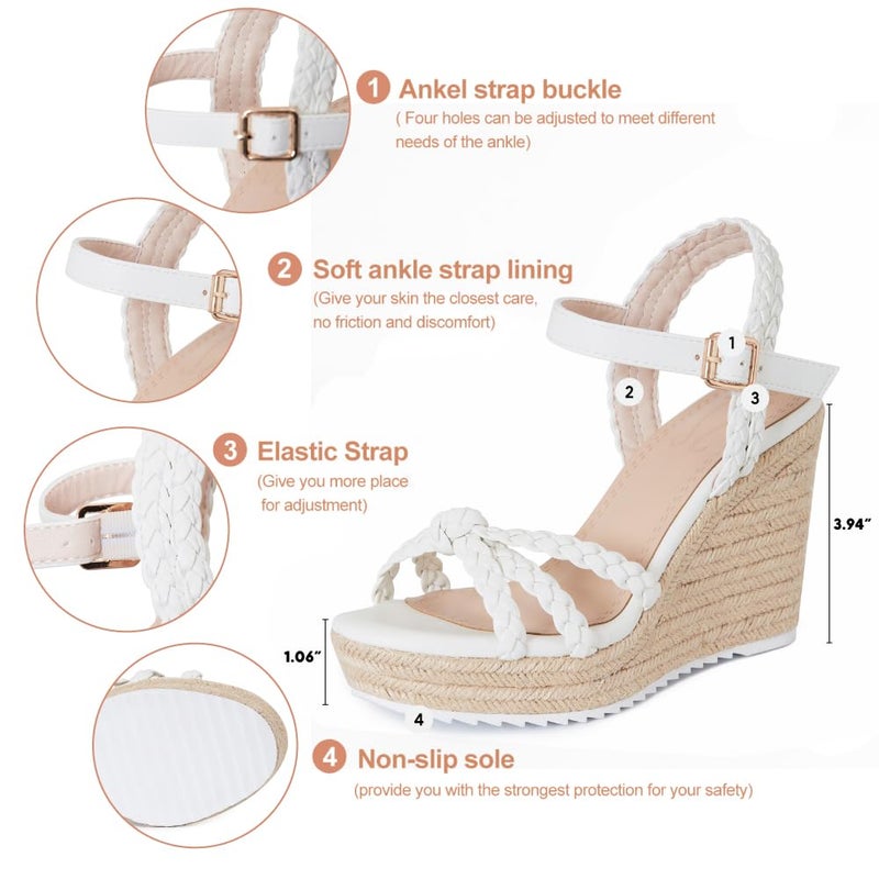mikarka Espadrille Wedge Sandals for Women Braided Knot Ankle Strap Open Toe Platform Sandals - Image 3