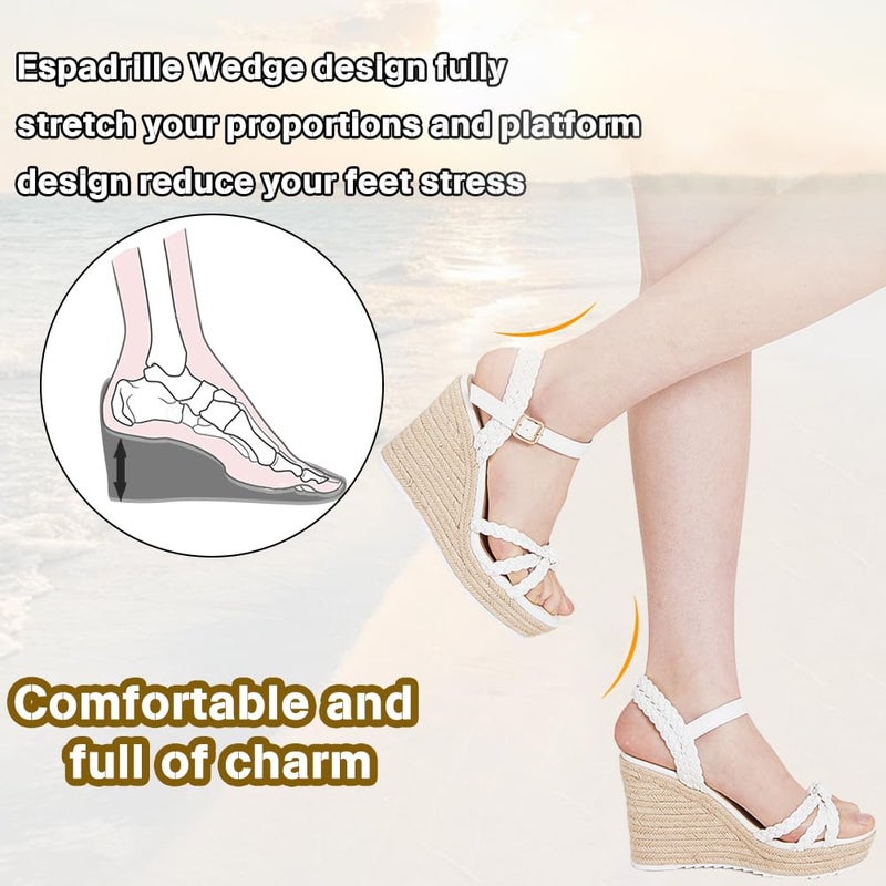 mikarka Espadrille Wedge Sandals for Women Braided Knot Ankle Strap Open Toe Platform Sandals - Image 4