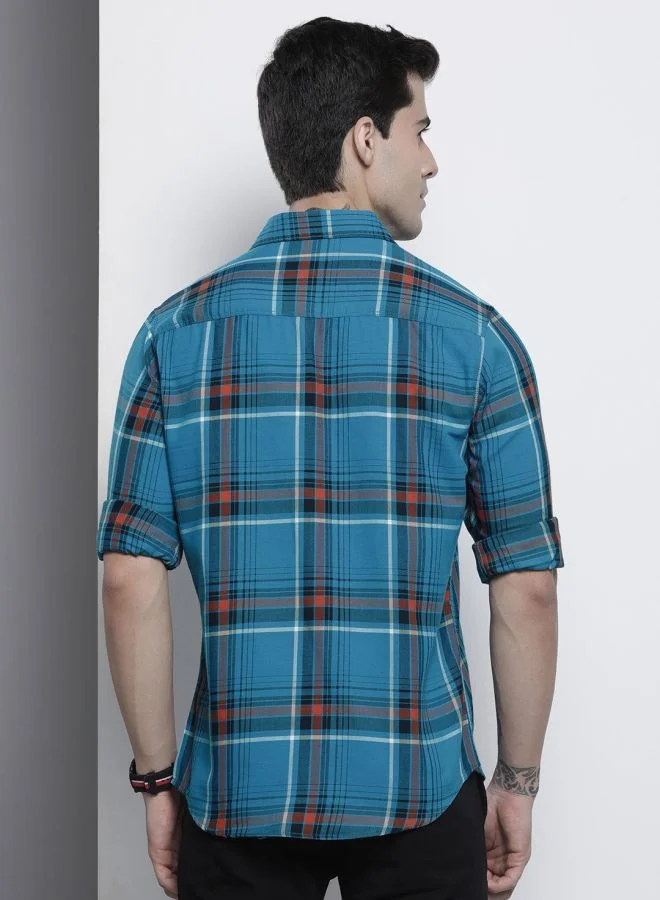 The Indian Garage Co Men Regular Fit Checkered Full Sleeves Spread Collar Casual Shirt