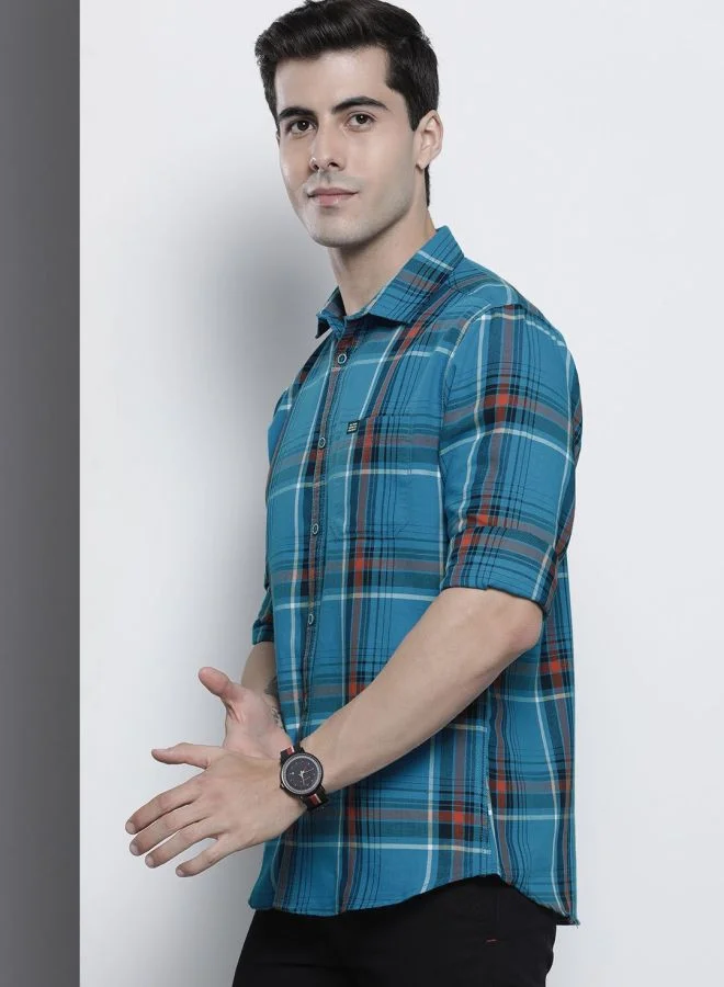 The Indian Garage Co Men Regular Fit Checkered Full Sleeves Spread Collar Casual Shirt