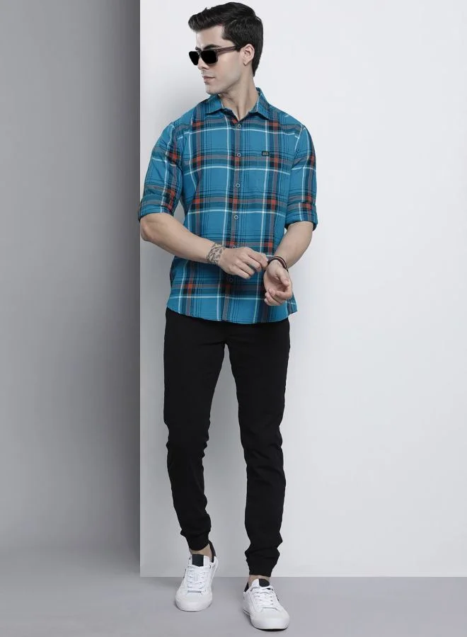 The Indian Garage Co Men Regular Fit Checkered Full Sleeves Spread Collar Casual Shirt