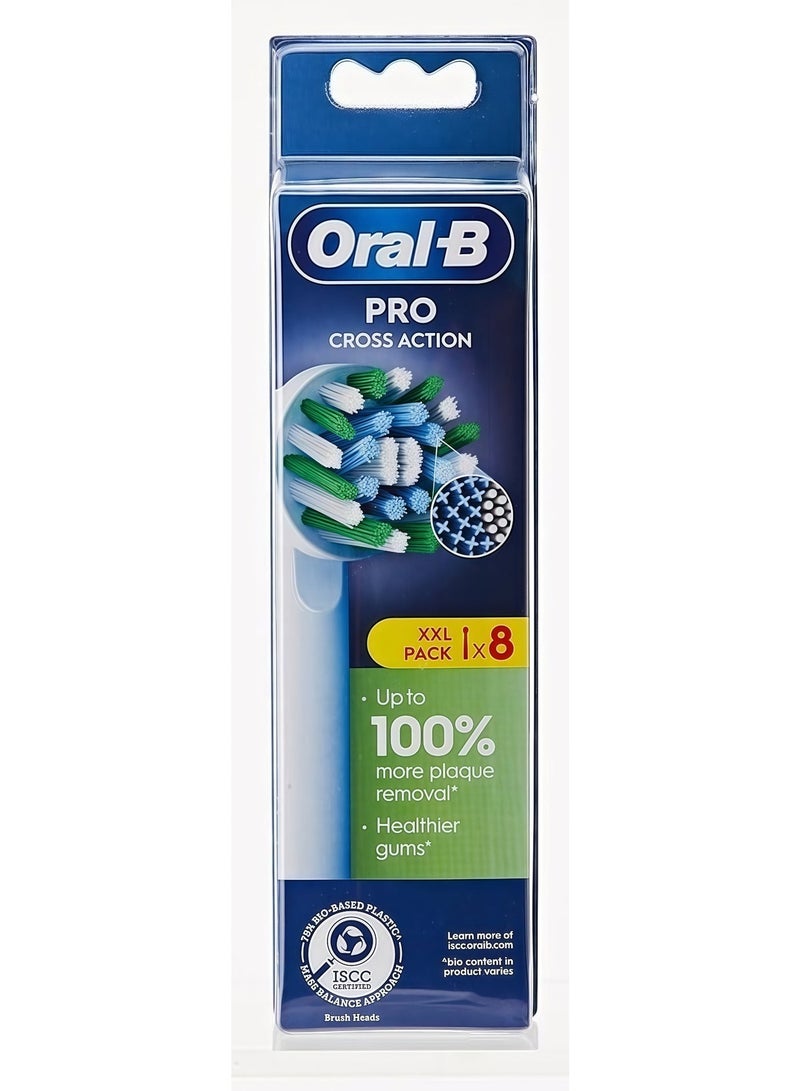رأس فرشاة أسنان كهربائية أورال-بي برو كروس أكشن، على شكل حرف X وشعيرات بزاوية لإزالة البلاك بشكل أعمق، عبوة من 8 رؤوس فرشاة أسنان، لون أبيض - view 3