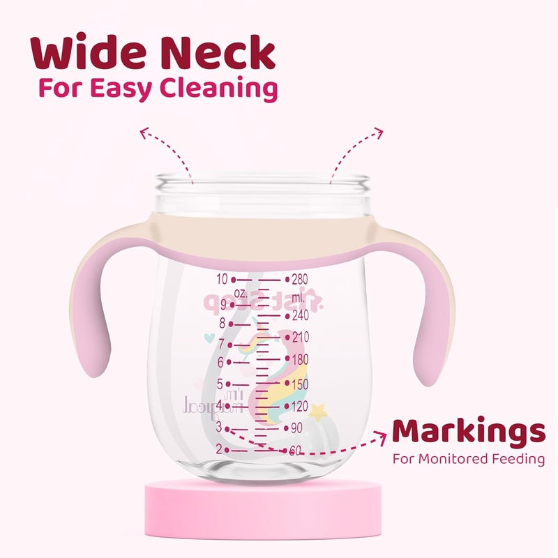 1st Step TRITAN 280 ml BPA Free Anti-Spill Soft Silicone Weighted Straw Baby Sipper Cup with Twin Handle (Pink) - Image 5