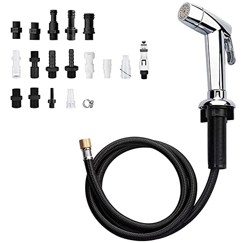 Houtingmaan Kitchen Sink Sprayer, Houtingmaan Side Sprayer, Sprayer Head Replacement,Sink Spray head,17 ADAPTERS,Sink Sprayer Chrome - Image 1