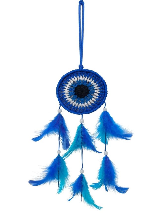 ThincAmaxe Handmade Evil Eye Dream Catcher for Car & Home Décor - Blue Feather Hanging Ornament for Protection, Positive Vibes & Interior Decoration - Image 5