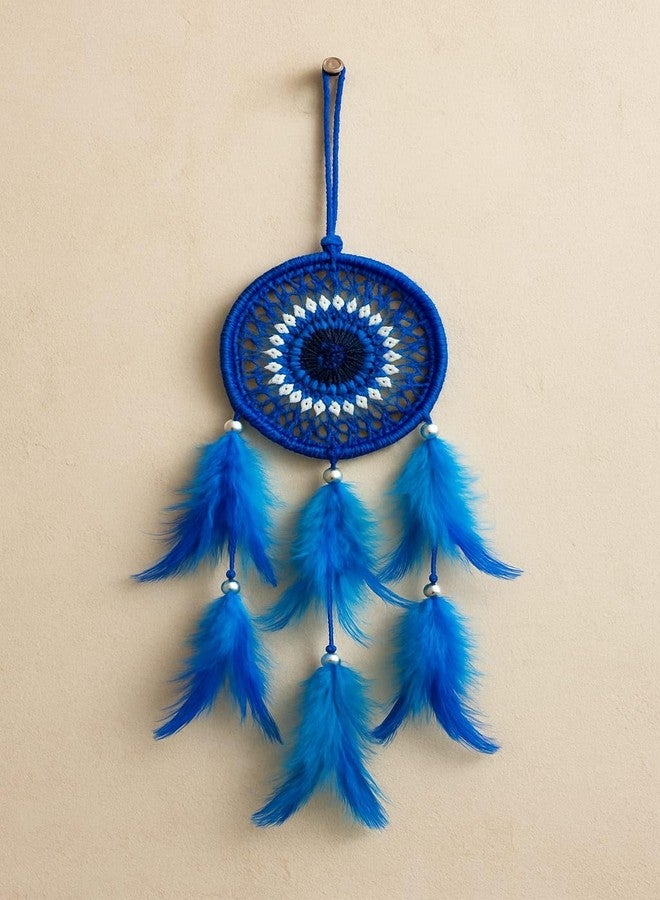 ThincAmaxe Handmade Evil Eye Dream Catcher for Car & Home Décor - Blue Feather Hanging Ornament for Protection, Positive Vibes & Interior Decoration - Image 4