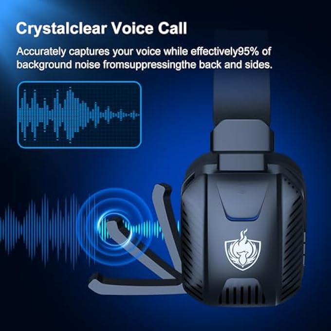 PHOINKAS 2.4GHZ WIRELESS GAMING HEADSET FOR PS5, PS4, PC, SWITCH, OVER EAR GAMER HEADPHONES WITH NOISE CANCELING MIC, 7.1 SURROUND SOUND, 30+HR BATTERY, BLUETOOTH 5.3 FOR PHONE/LAPTOP/TABLET/MAC (BLACK) - Image 3