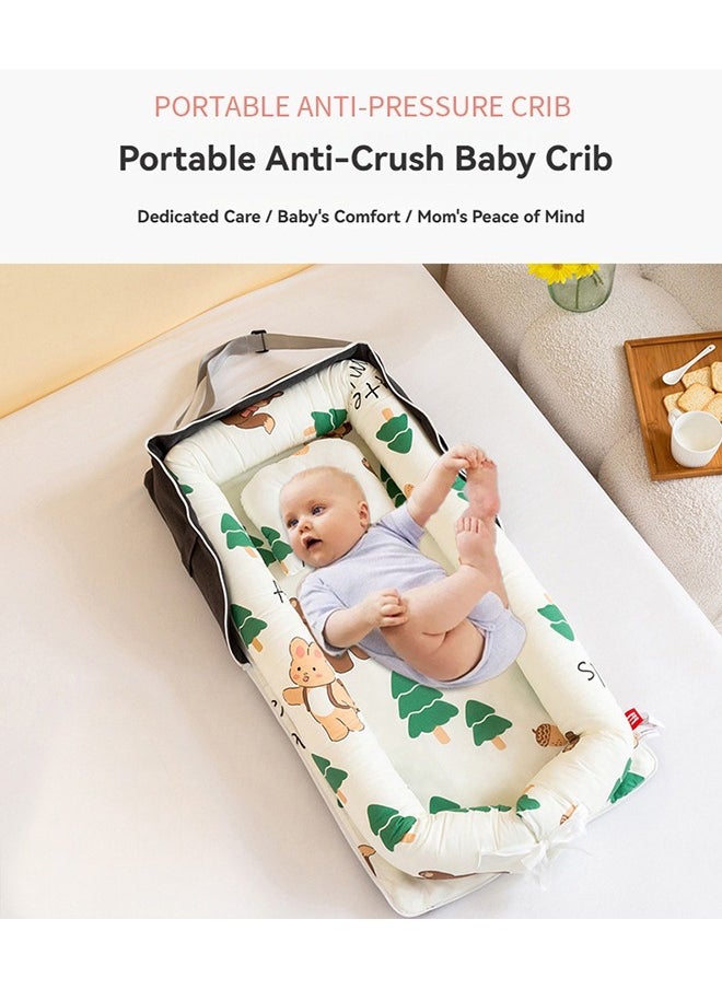 XiuWoo Portable Foldable Cotton Baby Bed with Pillow Foldable Crib Bed Baby Lounger Travel Infant Newborn Baby Nest Portable Baby Bedding  - Image 2